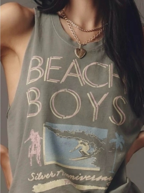 Letluv Tops - Nwot LetLuv Green Beach Boys Graphic Muscle Tee